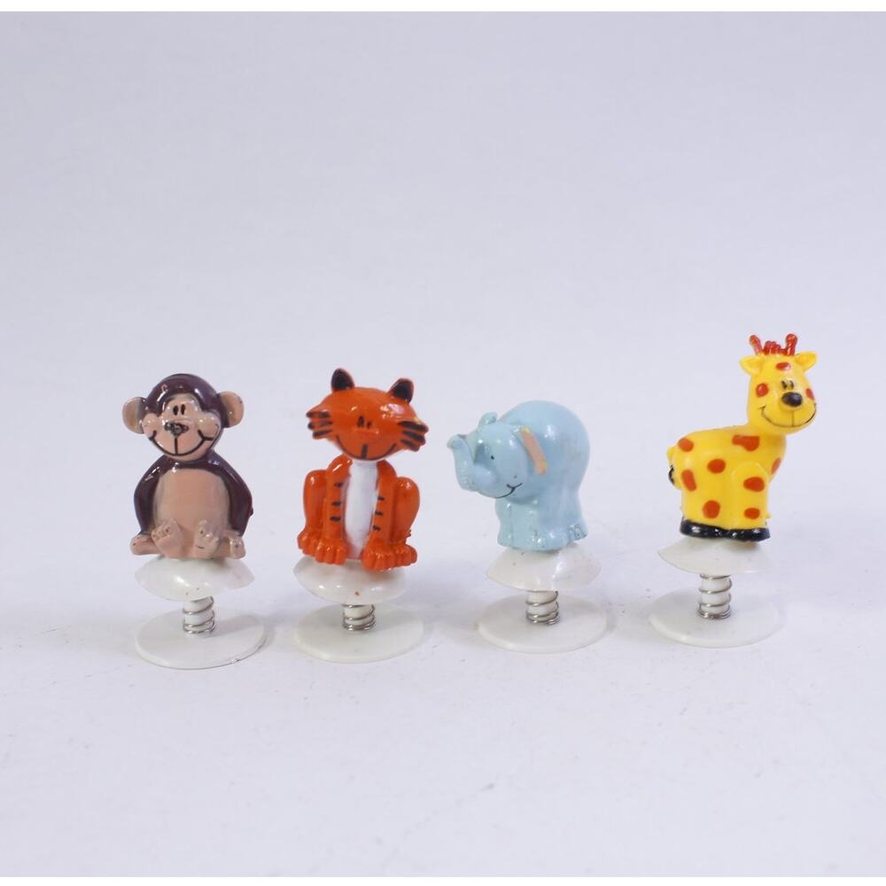 PVC Lot Spring Toy, Animals, Figurine, Colorful, Elephant, Zebra, Monkey, Tiger